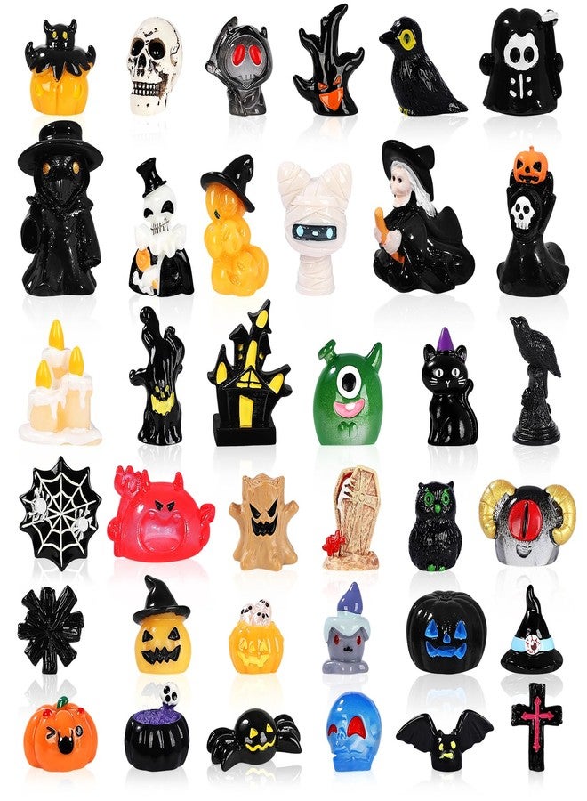 EKisemio 36PCS Halloween Resin Figurines Set - Bulk Mini Pumpkin Ghost & Animal Decor for Spooky Fairy Gardens Haunted House Displays Party Favors and Outdoor Decorations - Image 1